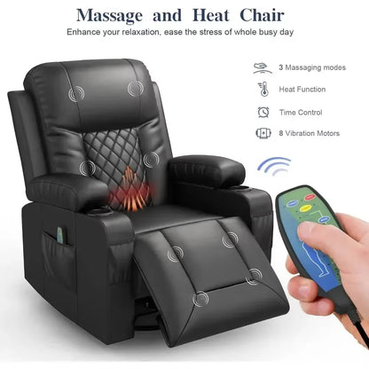 Reclining Sofas Massage Rocker with Heated Modern Ergonomic Lounge 360 Degree Swivel Single Sofa Seat Reclining Sofas