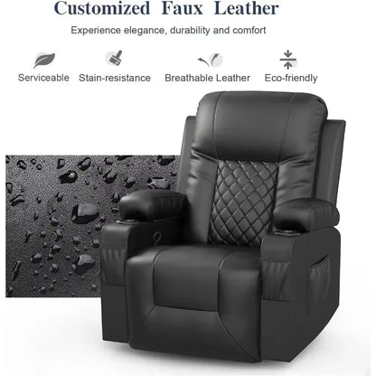 Reclining Sofas Massage Rocker with Heated Modern Ergonomic Lounge 360 Degree Swivel Single Sofa Seat Reclining Sofas