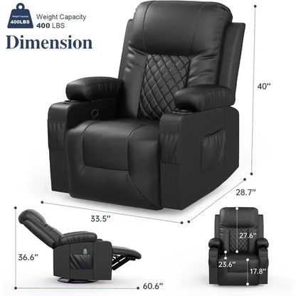 Reclining Sofas Massage Rocker with Heated Modern Ergonomic Lounge 360 Degree Swivel Single Sofa Seat Reclining Sofas